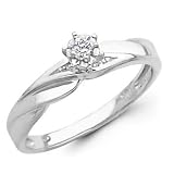 14K White Gold Women's Round-cut Diamond Wedding Engagement Ring Band (0.08 CTW., G-H Color, SI Clarity)