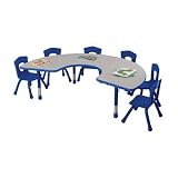 Brite Kids Table, Horseshoe, 14.5 - 24.5H x 71W x 48D, Grass Green
