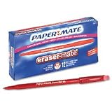 Eraser Mate Stick Ballpoint Pen, Red Barrel/Ink, Med Point, 1.0 mm