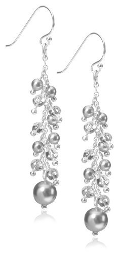 Boucles D Oreilles Pendantes Fantaisie Femme Argent 3 2 Gr Perle Cristal