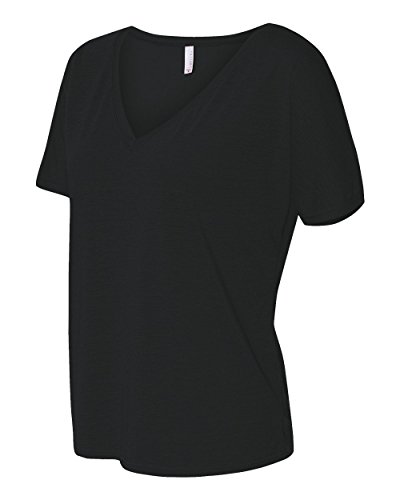 Bella 8815 Ladies Slouchy V-Neck Tee - Black, Medium