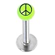 16 Gauge Green Acrylic Peace Sign Labret Monroe Tragus