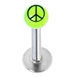 16 Gauge Green Acrylic Peace Sign Labret Monroe Tragus