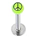 16 Gauge Green Acrylic Peace Sign Labret Monroe Tragus