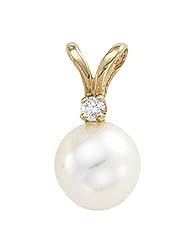 New Pearl & Diamond Pendant - 1.70 Mm 14k Yellow Gold