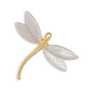 Dragonfly Pin Stardust Sterling Silver Over 14K Gold Plated Brooch