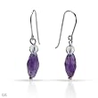 Earrings With Precious Stones - Genuine Amethysts and Crystals Well Made in 925 Sterling silver Length 35.5mm
