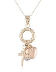 Klassics 10k Tri-Color Gold Faith, Hope and Love Pendant Necklace
