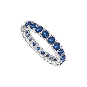 Blue Sapphire Eternity Band : 14K White Gold  1.00 CT TGW