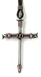 Nail and Copper Wire Cross Pendant on Leather Cord by Bob Siemon, 30"