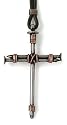 Nail and Copper Wire Cross Pendant on Leather Cord by Bob Siemon, 30"