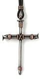 Bob Siemon Nail and Copper Wire Cross Pendant on Leather Cord, 30