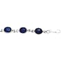 Sterling Silver 7 Inch Oval Blue Denim Cabochon Bracelet