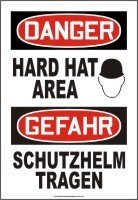 Cover image : ENGLISH/GERMAN DANGER HARD HAT AREA (W/GRAPHIC) Plastic Sign