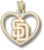 San Diego Padres Solid 14K Gold ''SD'' Heart Pendant