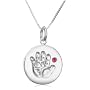 Sterling Silver October Birthstone Handprint Pendant, 18"