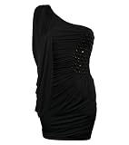 Pilot Beads Details One Shoulder Dress