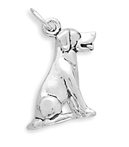 Sterling Silver Charm Pendant Labrador Sitting Dog 3d Lab Retriever
