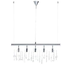 Reality Leuchten R34965006 Pendelleuchte, 5x E14, in chrom, mit klaren Glasprismen