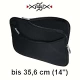 Produkt-Bild: XiRRiX Premium Notebooktasche Schutztasche Neopren Schutzh&uuml;lle Universal mit zus&auml;tzlichem Fach - bis 35,6 cm (14 Zoll) - schwarz