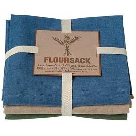 Now Designs Set of 3 Floursack Towels, Light Taupe Series
