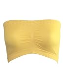 2 Rows Stone Set Seamless Bandeau Strapless Tube Top Bra Yellow