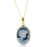 14K Yellow Gold Lady Cameo Pendant 18