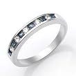 14k White Gold Sapphire and Diamond Channel Set Wedding Band Ring