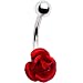 SINGLE Red ROSE Belly Button Ring
