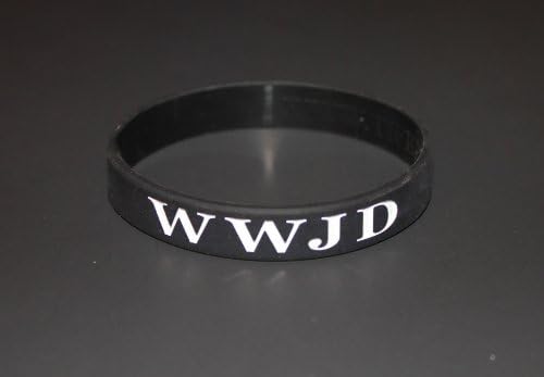 2 "Black" Silicone Wristband/ Bracelet "WWJD" (WWJD on front &amp; back)