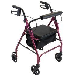 Invacare Value Four Wheel Rolling Walker Rollator Burg/Red