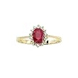 10K Yellow/White Gold 0.02 ct. Diamond and 6 x 4 MM Oval Shaped Ruby Ring