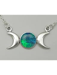 A Beautiful Triple Goddess Symbol, Accented with Genuine Opal Triplet