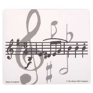 White Treble Clef & Music Staff Mousepad