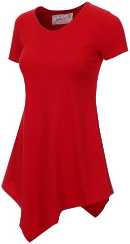 Made By Johnny Women's Short Sleeve Handkerchief Hem Tunic