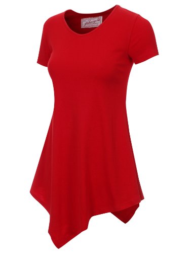 Made By Johnny Women's Short Sleeve Handkerchief Hem Tunic