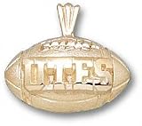 Utah Utes Solid 10K Gold ''UTES'' Football Pendant