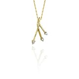 3 Diamond Pendant 0.04 ct. in 10K Yellow Gold with Chain