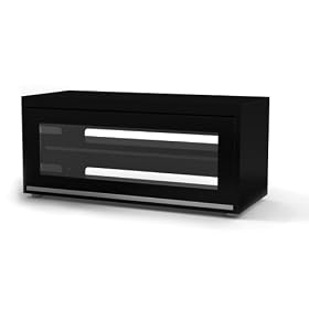Techlink Overture - Designer Stand For LCD & Plasma TV Up To 50" - Black Gloss Finish With Clear Glass