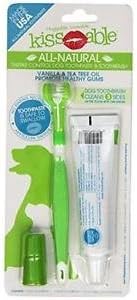KissAble Toothbrush and Vanilla Toothpaste, Complete Dental Combo All Natural Kit for Dogs