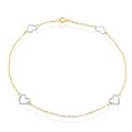 10K Two-tone Gold Heart Anklet - 9.5