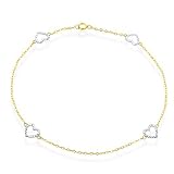 10K Two-tone Gold Heart Anklet - 9.5