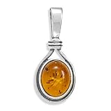 Sterling Silver Oxidized Amber Pendant