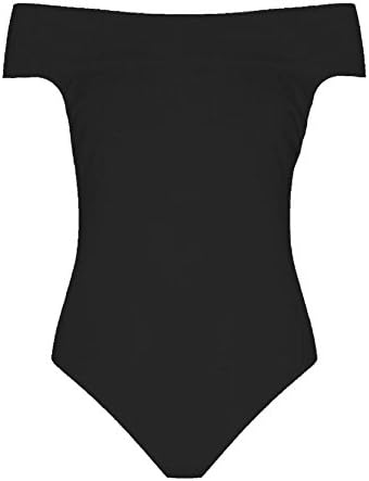 New Womens Bardot Off Shoulder Stretch Bodysuit Top Plus Size 6-20 (XXL-US(18-20), Black)