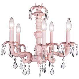 Pink Chateau Chandelier With Black Check or Rosebud Shades by Jubilee