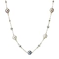 Beaded Station Long Necklace - Goldtone