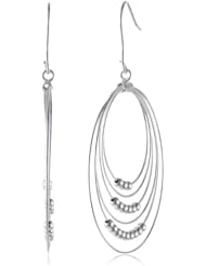 Sterling Silver Graduated Circle with Moveable Beads Drop French Wire Earrings