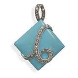 Sterling Silver Imitation Turquoise and Marcasite Pendant