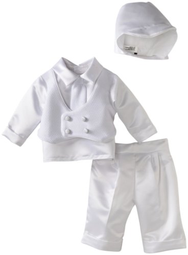 Lauren Madison Baby-boys Infant Double Breasted Diamond Pattern Knit Vest With Pleated Satin Pant