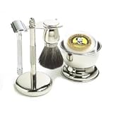 5 piece Col. Conk Chrome Shaving Mens Grooming Set - Merkur Safety Razor + Stand + Soap + Bowl + Brush - $150 VALUE